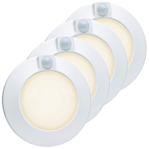 Closet Lights Motion Sensored Indoor Ceiling Mount LED-10W 3000K Closet Stair Porch Ceiling Pantry Motion Activated Light 6-7/8 Inch 90CRI 600lm Hardwire to Junction Box, No Battery, Damp Rated 4 Pack - color: 3000K Warm White 4PK