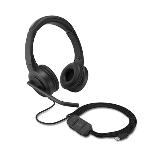 Kensington H1000 USB-C On-Ear Headset, 270° Rotating Noise-Canceling Microphone, Quick Buttons for Volume, Play/Pause, Mute, and Busy, PC/Mac/Laptop - Black (K83450WW) - size: USB-C/On-ear