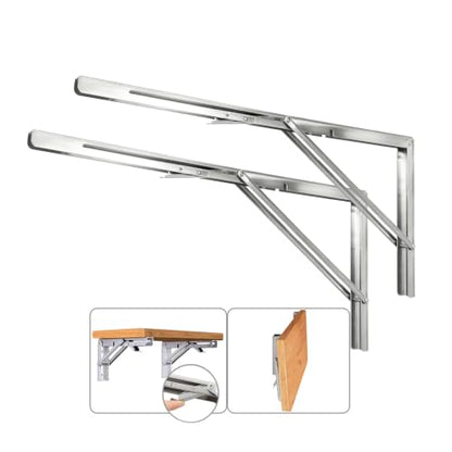 20 Inch Folding Shelf Brackets, 2 Pack Stainless Steel Heavy Duty L Bracket - color: Silver, size: 20 Inch