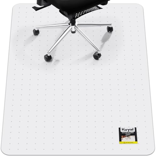 Kuyal Office Chair Mat for Carpet, 48x60 Clear Heavy Duty Computer Chair Mat, Under Desk Protector Carpeted Floors Mat, Easy Chair Movement,Ship Flat - color: Clear, size: 48" X 60"