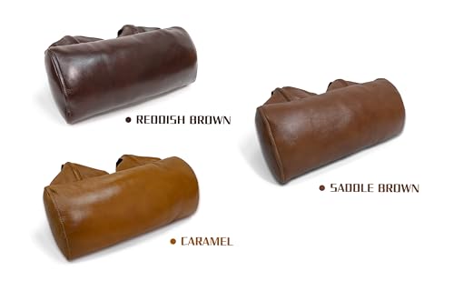 BOWERBIRD Genuine Leather Recliner Head Pillow-Head and Neck Pillow-Headrest Cushion for Neck Pain Relief and Cervical Support - color: Caramel