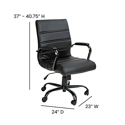Flash Furniture Mid-Back LeatherSoft Executive Office Chair, Black/Black - color: Black