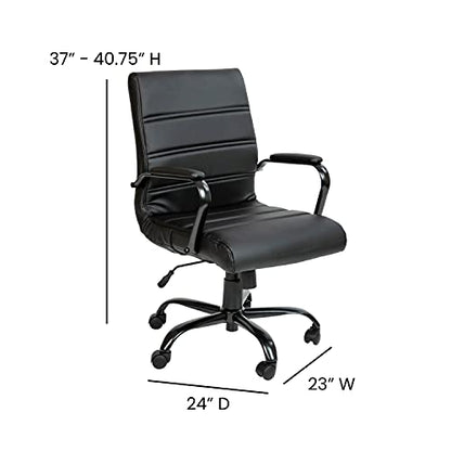 Flash Furniture Mid-Back LeatherSoft Executive Office Chair, Black/Black - color: Black