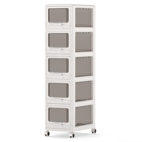 Giantex 5-Tier Rolling Storage Cart, Utility Cart with 5 Drawers & Lockable Wheels for School Art Craft Supplies, Plastic Organizer and Storage for Kitchen, Bedroom and Home Office - size: 5-Tier