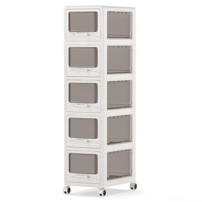 Giantex 5-Tier Rolling Storage Cart, Utility Cart with 5 Drawers & Lockable Wheels for School Art Craft Supplies, Plastic Organizer and Storage for Kitchen, Bedroom and Home Office - size: 5-Tier