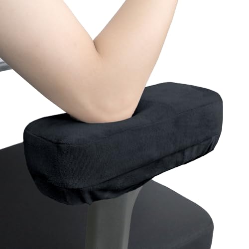 YOUFi Office Chair Arm Covers,Extra Soft Velvet Armrest Cushion,Set of 2 - color: Black