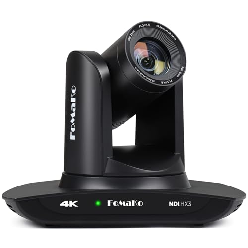 FoMaKo K30NS 4K 30x Optical Zoom PTZ Camera with NDI 6 & NDI HX3, AI Auto-Tracking Gen 3, 3G-SDI/LAN/USB3.0/HDMI – Professional Live Streaming Camera for Church, Worship, Education & Conference - color: Light Black