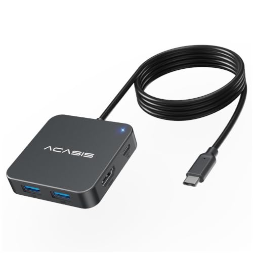 USB C Hub Long Cable 4FT 10Gbps, Multiport Adapter with 4K 60Hz HDMI, 100W Power Delivery, 3 USB A3.1+1 USB-C 3.1 Data Port, USB C to HDMI Adapter for MacBook, Dell, Lenovo, Surface, iPad PRO - color: Grey