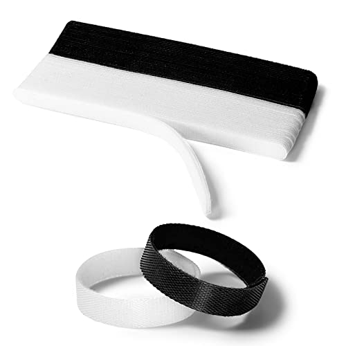50PCS Reusable Cable Ties,Adjustable Cable Management,Cord Organizer,Cable Organizer,Multi-Purpose Wire Ties (25 Pcs Black and 25 Pcs White Cable Ties) - color: White+black