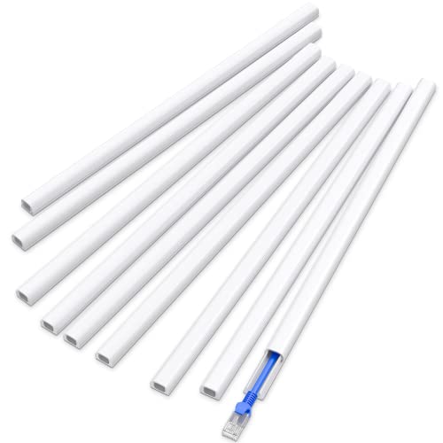 Delamu 128in Cord Hider for 1 Cord, Self-Adhesive Cord Covers for Wires on Wall, Easier Install Wire Covers for Cords on Wall, Cable Wire Hider, Cable Cover Management Raceway, W0.48 H0.3in, White - color: White, size: 128in L X 0.48in W X 0.30in H