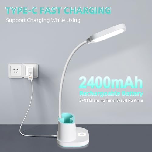 LED Desk Lamp for Dorm Home Office Bedroom, Dimmable Reading Light - color: Green