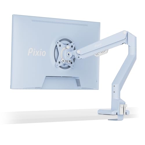 Pixio PS1S Wave Blue Single Monitor Arm Stand Desk Mount - Fits up to 32 inches Monitors and up to 19.8lbs. VESA Compatibility and Integrated Cable Management - color: Blue, size: Single