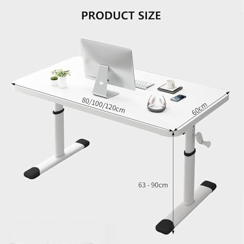 Standing Desk Manual Crank, Standing Computer Desk, Adjustable Height, with Wire Hole, for Home Office Study Writing Workstation, Gaming Room, White (120x60cm) - size: 120x60cm