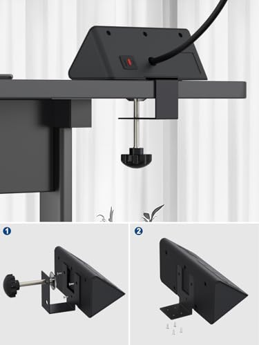 Desk Clamp Power Strip 3 AC 4 USB PD 20W USB-C for Nightstand&Office Tables | Nightstand Charging Station,Tamper-Resistant，Surge Protector，6.6 FT flat plug