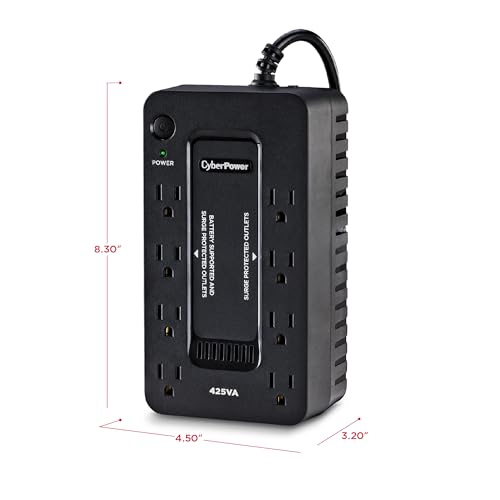 CyberPower ST425 Standby UPS Battery Backup and Surge Protector | 425VA/260W, 8 Outlets, Compact, UL Certified - size: 425VA, style: Compact