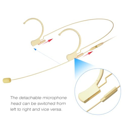 KIMAFUN Headset/Headworn Microphone Professional Earset Over Ear Hanging Condenser Mic Compatible with Shure Wireless System Bodypack Transmitter, Ideal for Performance, Theater, Lecture - Beige D4 - size: D4 for Shure Wireless System