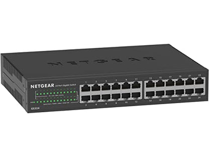 NETGEAR 24-Port Gigabit Ethernet Unmanaged Network Switch (GS324) | Essential Model, Desktop, Wall, or Rack Mount - size: 24 Port