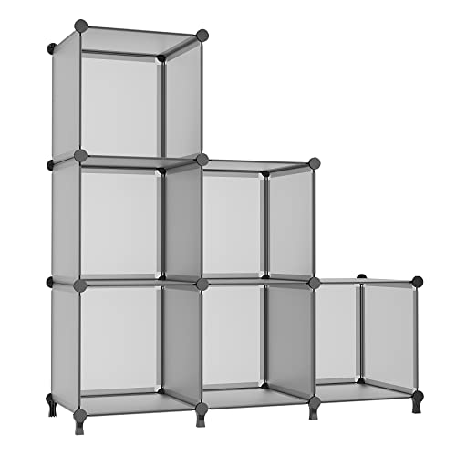 AWTATOS Cube Storage Organizer, Closet Organizers, 6 Cube Shelf, Grey | Portable Closet Storage Shelves, DIY Stackable Storage Cubes Bookshelf, Plastic Clothes Organizer Shelving for Bedroom, Home - color: Grey