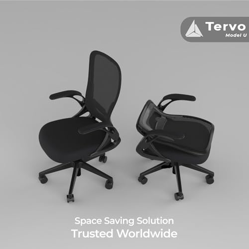Tervo Model U - Folding Office Chair - Ergonomic Design for Small Spaces - color: Midnight Black