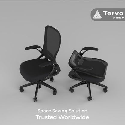 Tervo Model U - Folding Office Chair - Ergonomic Design for Small Spaces - color: Midnight Black