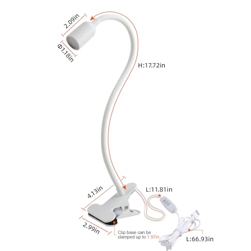 DAMI LED Reading Lights for Bed Headboard, Clip on Spotlight Lamp for Desk, Dorm Bed, Dimmable USB Clamp Book Light with Flexible Gooseneck, Change Color Temperature 3000/4000/6000K