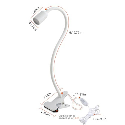 DAMI LED Reading Lights for Bed Headboard, Clip on Spotlight Lamp for Desk, Dorm Bed, Dimmable USB Clamp Book Light with Flexible Gooseneck, Change Color Temperature 3000/4000/6000K