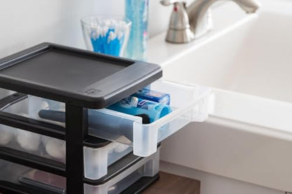 IRIS USA 2-Pack, 3-Drawer Small Plastic Stacking Desktop Organizer, Black - color: Black, style: Small - 2 Pack