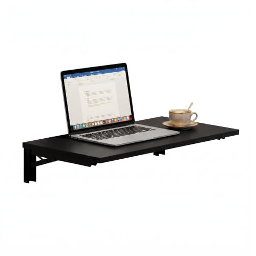 Need 30x20IN Wall Mounted Folding Table for Office Laundry Black - color: Black Color Desktop & Black Shelf Brackets, size: L30" * W20"