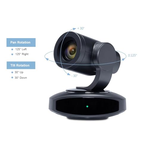 Yunseity 4K PTZ Camera, AI Tracking 10X Optical Zoom 250 Degree Rotation Video Conference Camera with PoE LAN USB Output for Conference Teaching Live Streaming (US Plug)