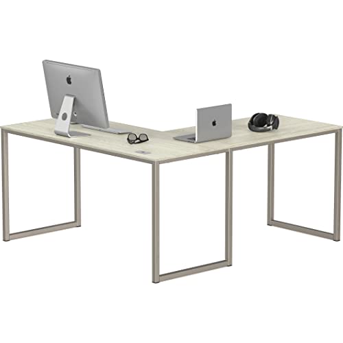 SHW Mission 55 x 60 L-Shape Home Office Computer Desk, Maple - color: Maple, size: 55-Inch L-Shaped