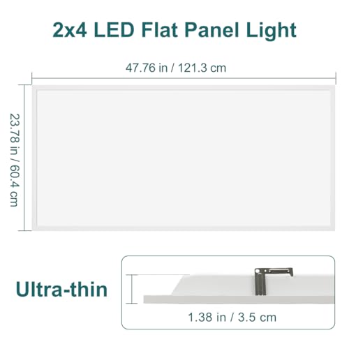 kadision 2x4 LED Flat Panel Light, 60W/50W/40W/30W/25W Adjustable, 5000K/4000K/3500K Selectable, 6600lm Dimmable LED Drop Ceiling Light Fixture, 100-277V ETL-Listed, 4-Pack
