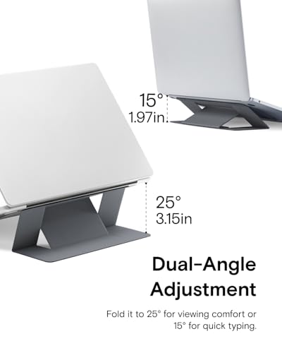 MOFT Invisible Slim Laptop Stand, Adhesive And Reusable, Adjustable Perfect Viewing Angles, Compatible with Laptops Up to 15.6", Grey - color: Grey, size: 11.6"-16" Laptops-adhesive