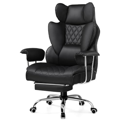 GTPLAYER Gaming Chair, Computer Chair with Footrest and Lumbar Support, Height Adjustable Game Chair with 360°-Swivel Seat and Headrest and for Office or Gaming (White) - color: Purewhite