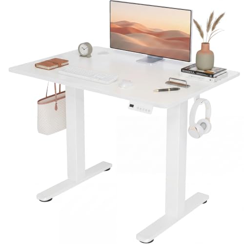 Claiks Electric Small Standing Desk, 35x20 Inch, White - color: White, size: 35 Inch