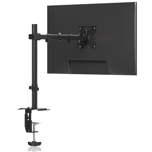Pholiten Single Monitor Stand Desk Mount for 13-32 Inch - color: Black, size: 13-32" Single long monitor mount
