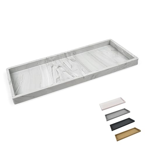 Spacewiser Countertop and Vanity Tray - 11.7" Silicone Bathroom Counter Tray, Dish Soap Trays for Kitchen Counter, Sink Organizer Accessories Caddy, Toilet Laundry Shower Makeup Mat Oil Holder Coffee - color: Marble Design, size: Large 11.7”