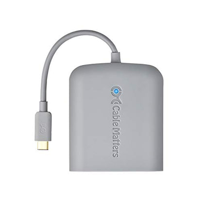 Cable Matters USB C Hub DisplayPort, 4K@60Hz, 60W Host Charging, Gray | 100Mbps Ethernet, 2x USB, Compatible with Thunderbolt 4/Thunderbolt 3 Ports, MacBook Pro - color: Gray
