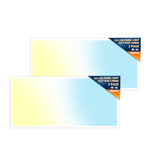 2x4 LED Flat Panel Light, 5CCT 30-72W, 0-10V, Drop Ceiling, 2 Pack - size: 2x4