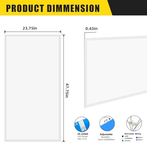 2x4 LED Flat Panel Light 7800LM 5000K 0-10V Dimmable ETL Listed 8 Pack