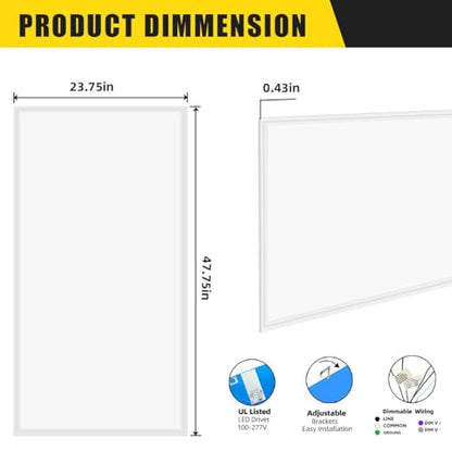 2x4 LED Flat Panel Light 7800LM 5000K 0-10V Dimmable ETL Listed 8 Pack