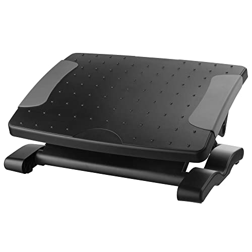 Kantek Ergonomic Adjustable Height Under Desk Footrest, 4 Height Setting, Adjustable Tilt Angle, Supports Legs to Enhance Comfort and Relieve Muscle Fatigue