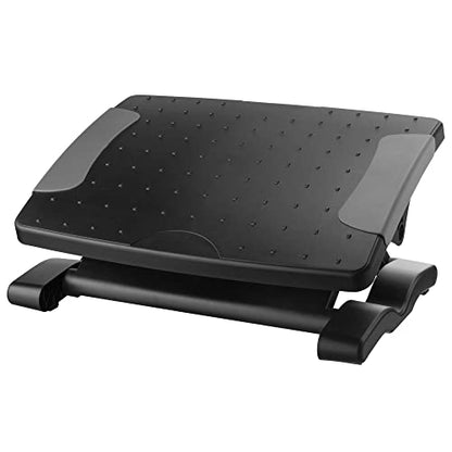 Kantek Ergonomic Adjustable Height Under Desk Footrest, 4 Height Setting, Adjustable Tilt Angle, Supports Legs to Enhance Comfort and Relieve Muscle Fatigue