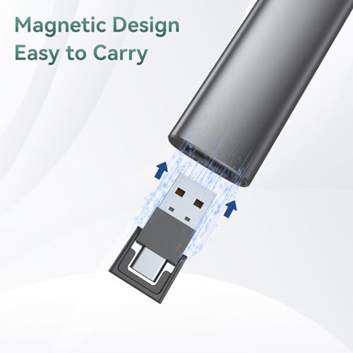 Wireless Presentation Clicker PowerPoint Remote: USB C A Presenter PPT Power Point Google Slide Advancer with Green Laser Pointer Smart Board Clicker for Computer Laptop Mac Projector Office Classroom - style: Metal & Green Laser