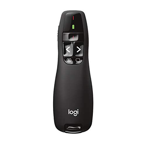 Logitech Wireless Presenter R400 USB A PowerPoint Clicker with Laser | USB-A connection, PowerPoint clicker, presentation remote control - color: Red Laser, style: 5 buttons