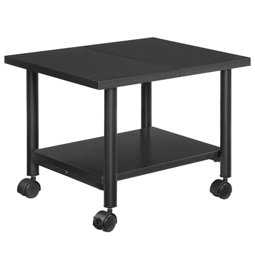 HOOBRO Printer Stand, 2-Tier Industrial Under Desk Printer Cart with Shelf, Mobile Heavy Duty Storage Rack on Wheels for Home, Office, Black BB02PS01G1 - color: Black, size: 15.7'' x 19.1''x 14.4''
