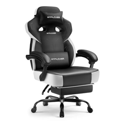 GTPLAYER Big & Tall Gaming Chair, Wide Seat with Footrest, New Black - color: 11 New Black
