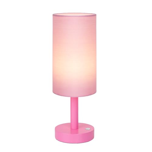 LALISU Cordless Table Lamp, 3 Color Portable Battery Lamp Wood Base Touch - color: Pink