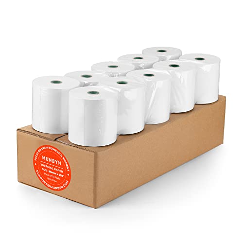 MUNBYN Thermal Paper 3 1/8 x 230ft, 10 Rolls Receipt Paper Work for Star Micronics TSP100 TSP143 Epson 80mm Receipt Printer Square POS Register, 80mm Thermal Receipt Papers, BPA Free, Plus Version - size: 3 1/8" x 230', style: 10 Rolls
