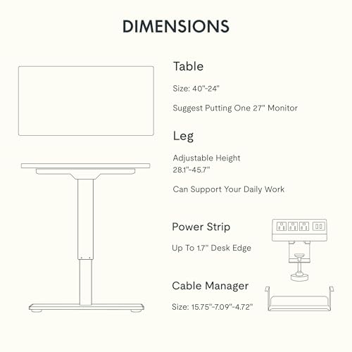 FLEXISPOT EN2 40"x24" Whole-Piece Standing Desk with Power Strip, Maple | Whole-Piece Desktop, Easy-Access Clamp Power Strip, Organized Cable Management, Modern Home Office Setup - color: Maple Top + White Frame, size: 40x24"