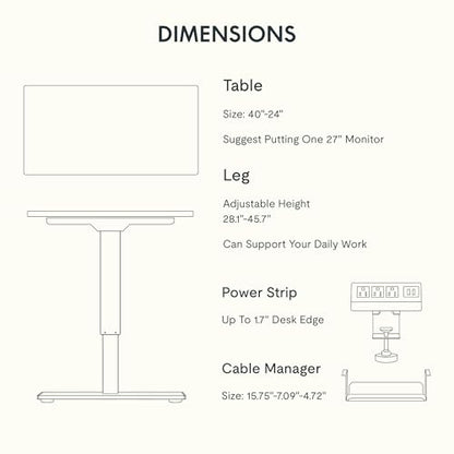 FLEXISPOT EN2 40"x24" Standing Desk with Power Strip Bundle, Mahogany | One-Piece Desktop, Easy-Access Clamp Power Strip Bundle, Organized Cable Management, Modern Home Office Setup - color: Black Frame + Mahogany Top, size: 40x24
